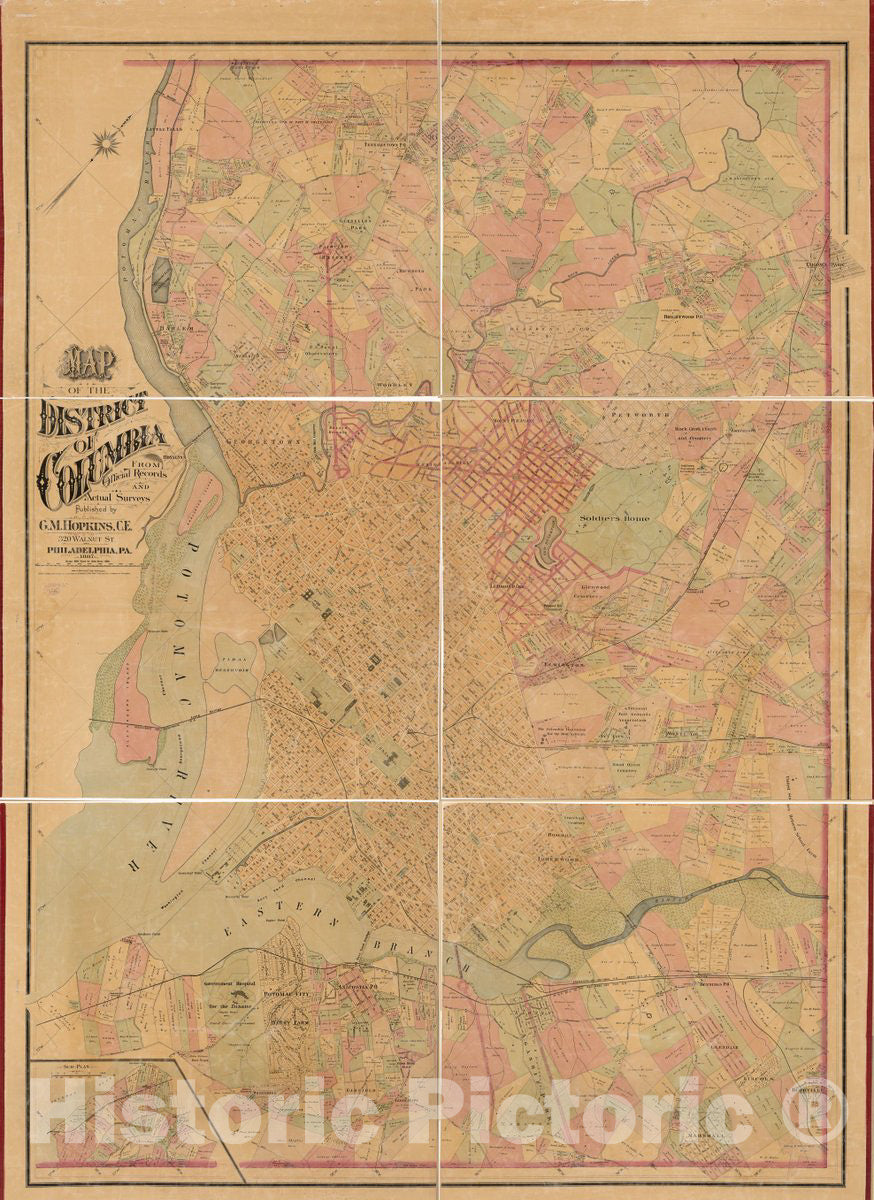 Historic 1887 Map - Map of The District of Columbia from Official Records and Actual surveys