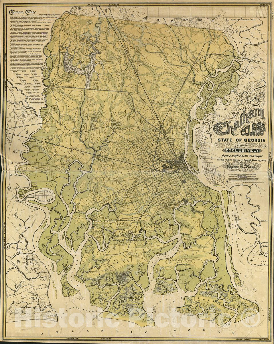 Historic 1875 Map - Map of Chatham County, State of Georgia 1