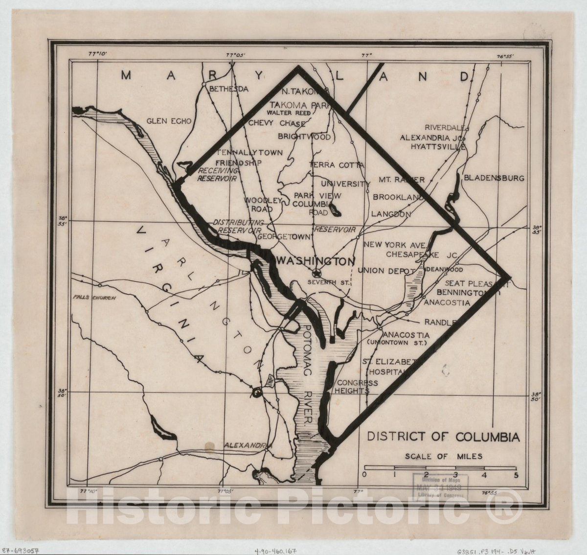 Historic c1940 Map - District of Columbia.