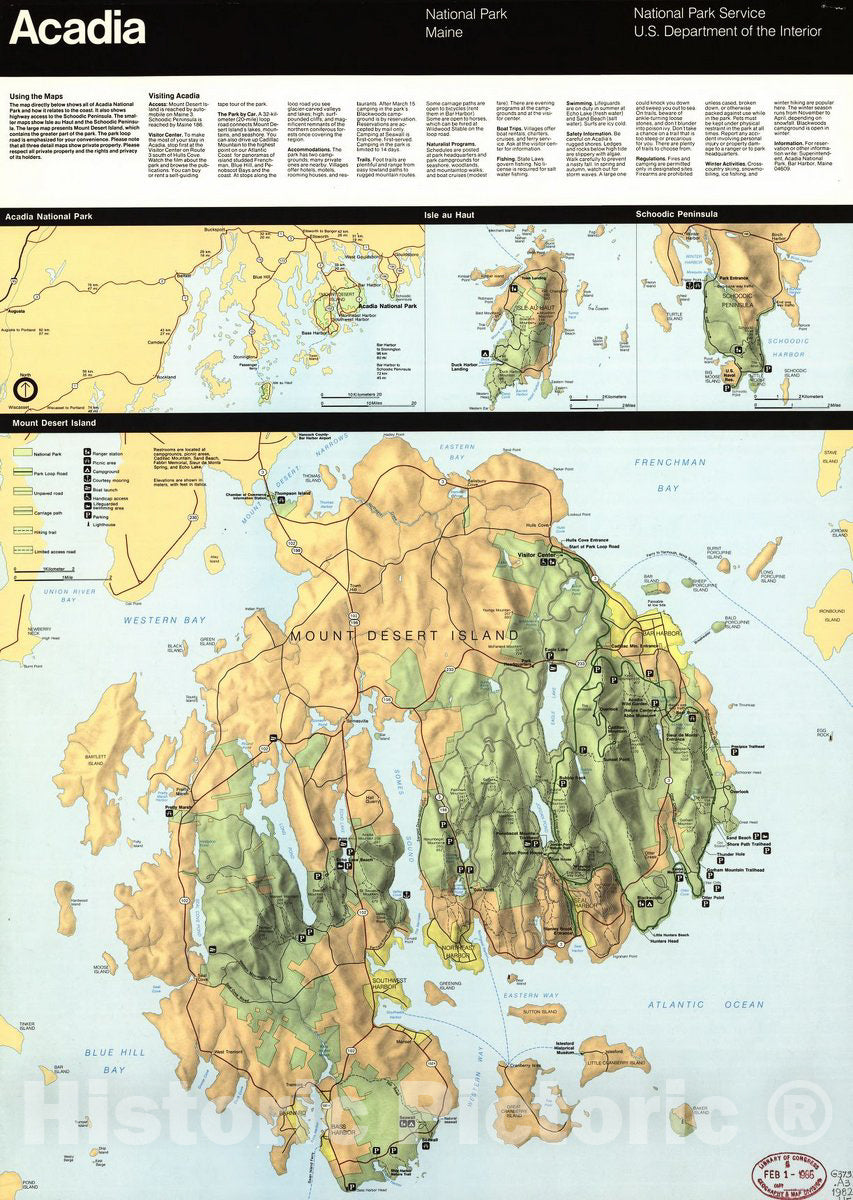 Historic 1982 Map - Acadia National Park, Maine