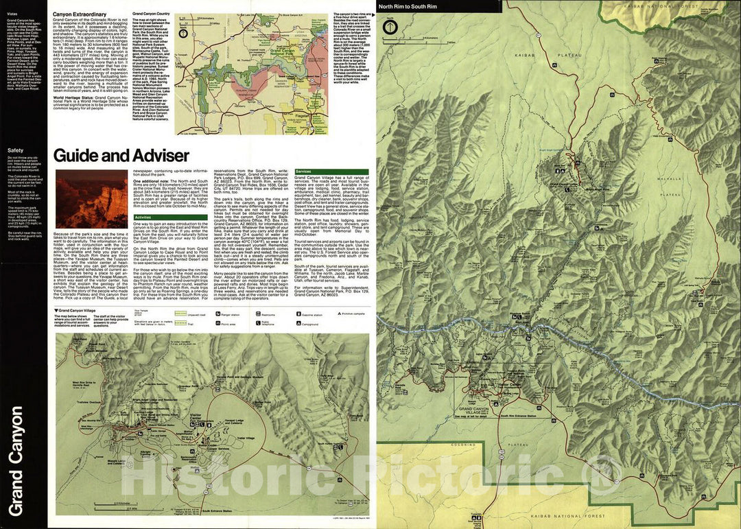 Historic 1991 Map - Grand Canyon National Park, Arizona