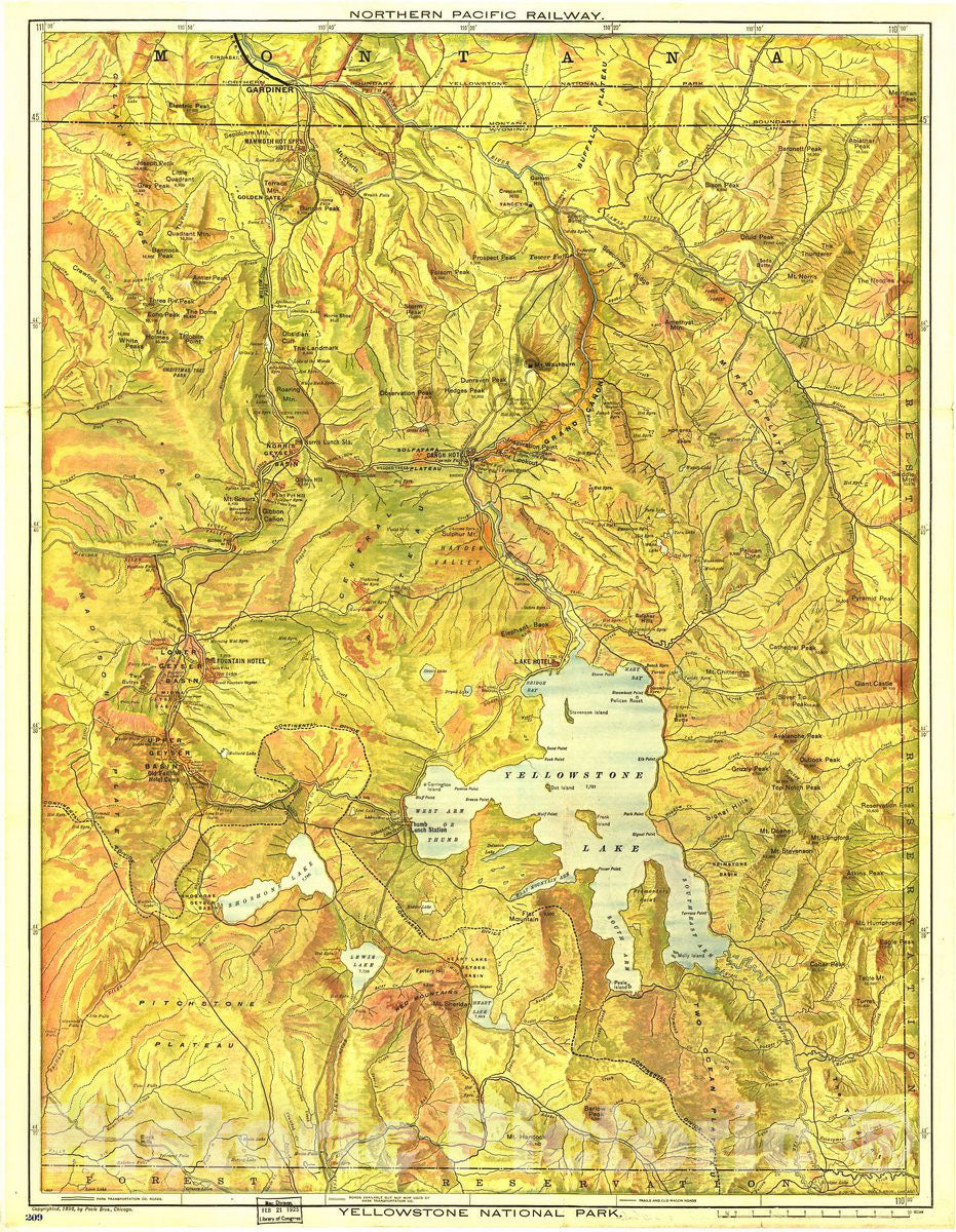 Historic 1903 Map - Yellowstone National Park.