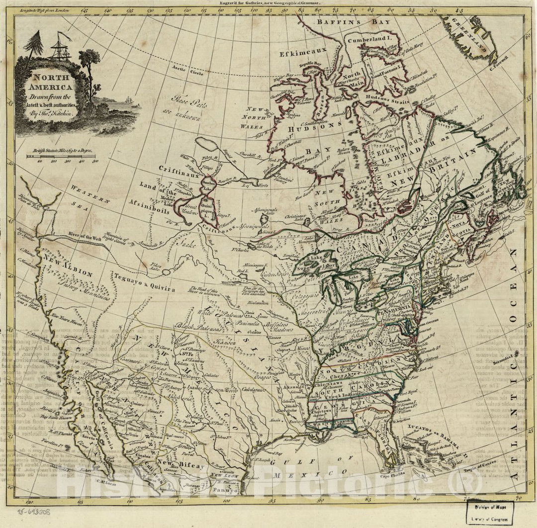 Historic 1774 Map - North America.