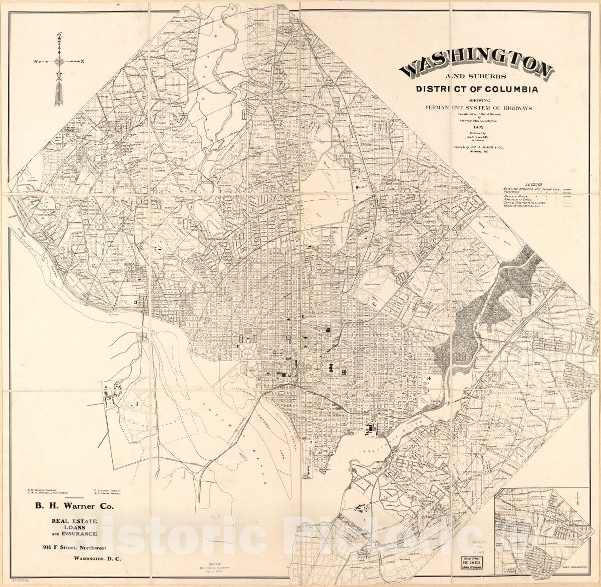 Historic 1902 Map - Washington and Suburbs, District of Columbia, Showing Permanent System of Highways