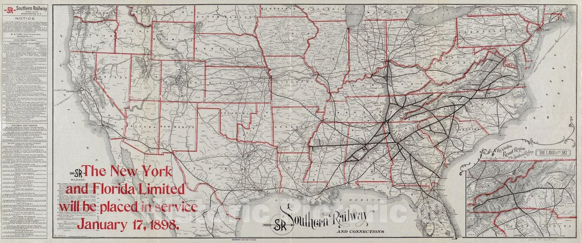 Historic 1897 Map - Southern Railway and Connections.