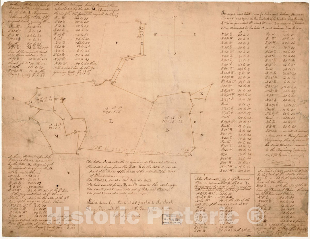 Historic 1804 Map - Cadastral Survey map of Pleasant Plains, Washington D.C.