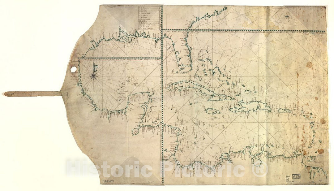 Historic 1770 Map - Map Showing Caribbean Area Including West Indies and Gulf of Mexico.