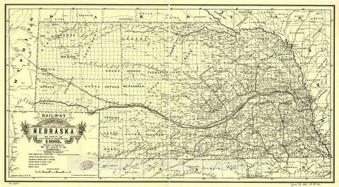 Historic 1889 Map - Railway map of Nebraska Issued by State Board of Transportation 1889.