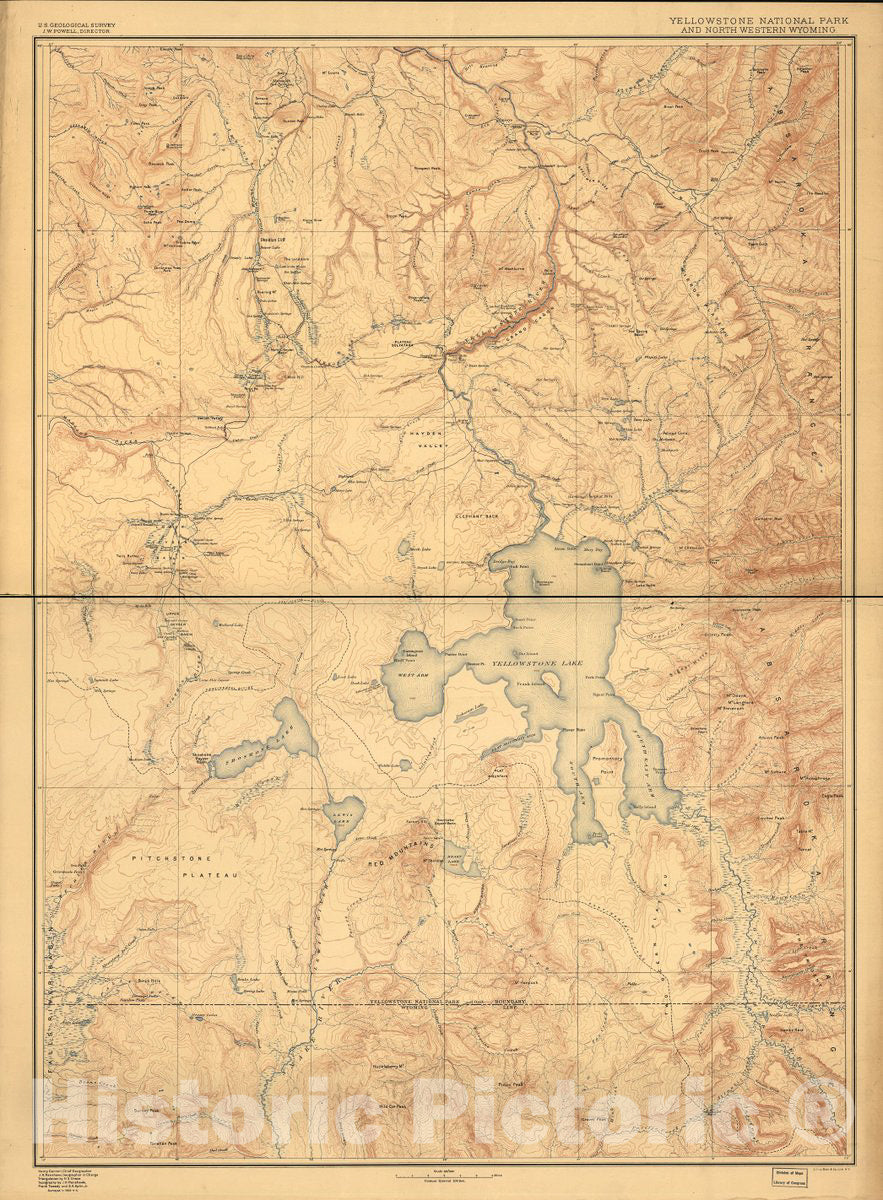 Historic 1885 Map - Yellowstone National Park and North Western Wyoming.