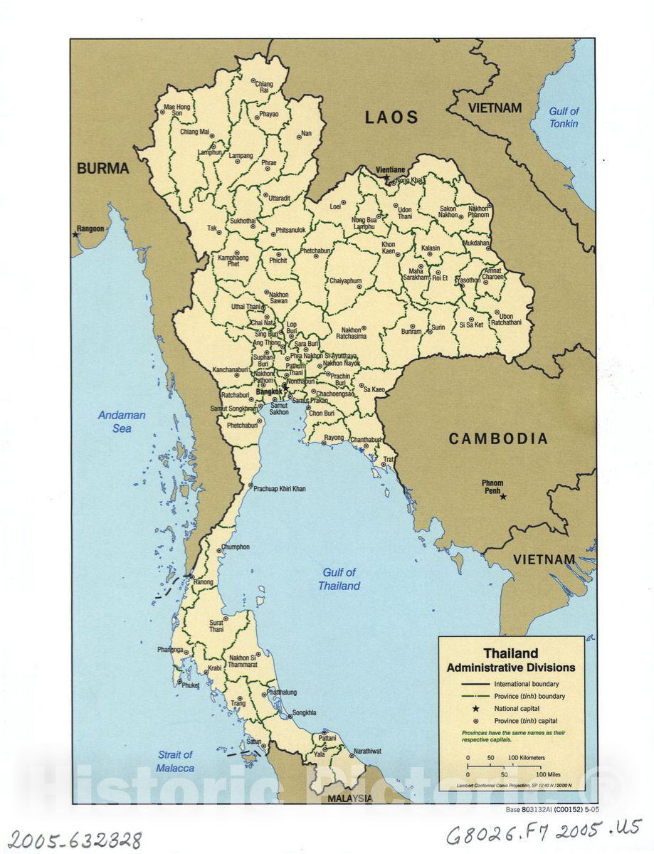 Historic 2005 Map - Thailand Administrative divisions.