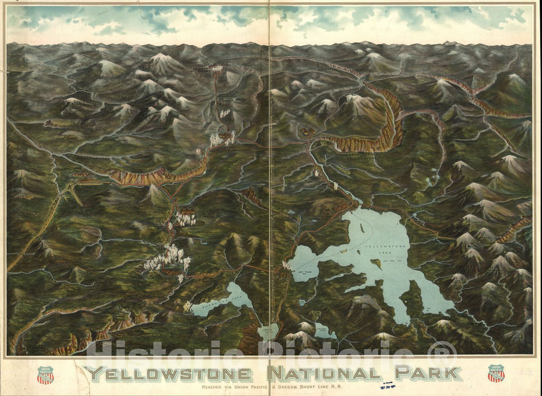 Historic 1900 Map - Yellowstone National Park.