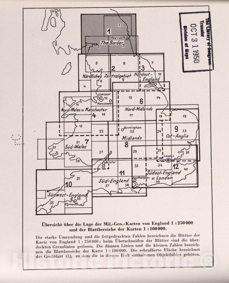 Historic Map - Military Geographic Details of England - Map Index - England 1:10 000