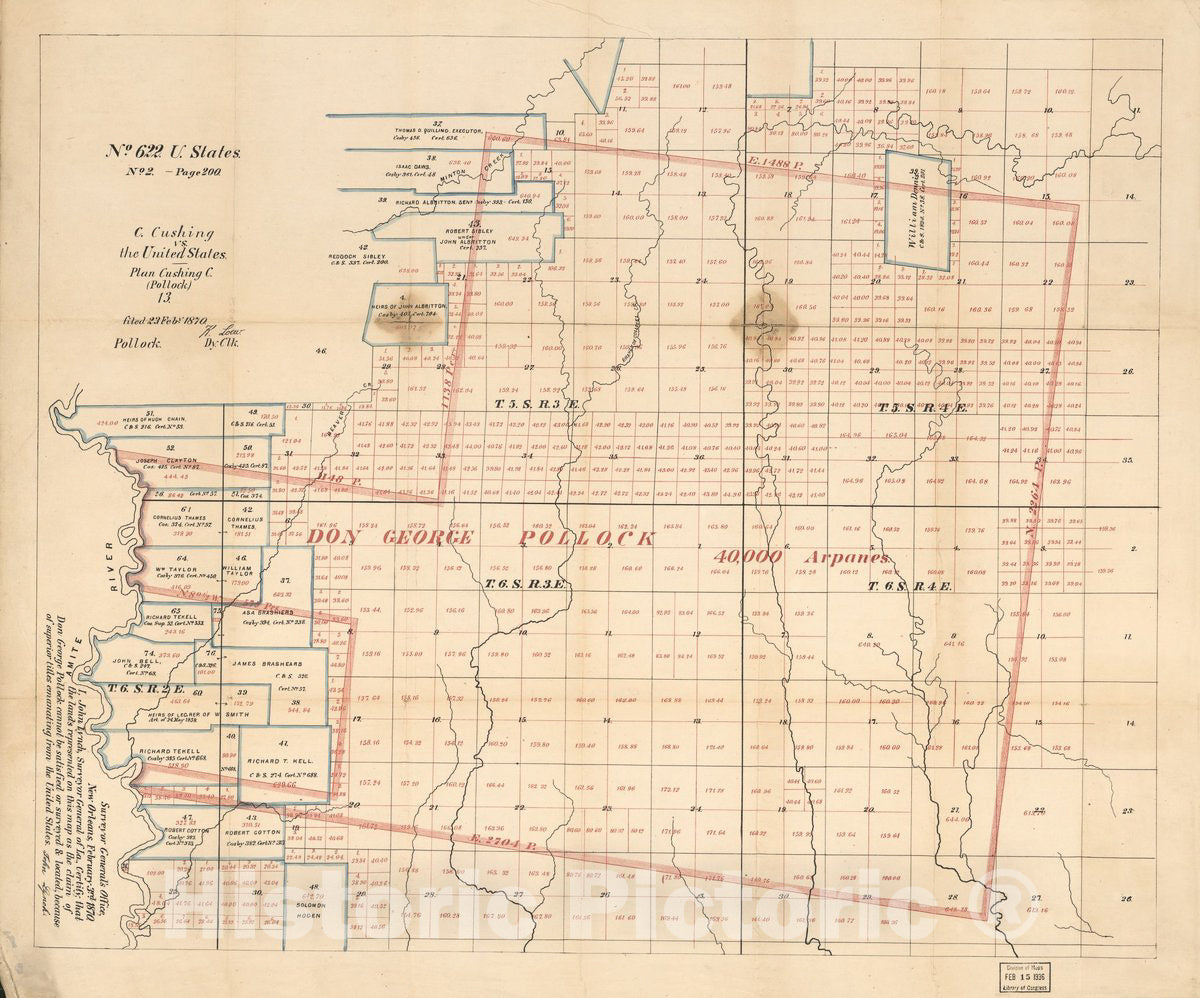 Historic 1870 Map - Livingston Parish, Louisiana