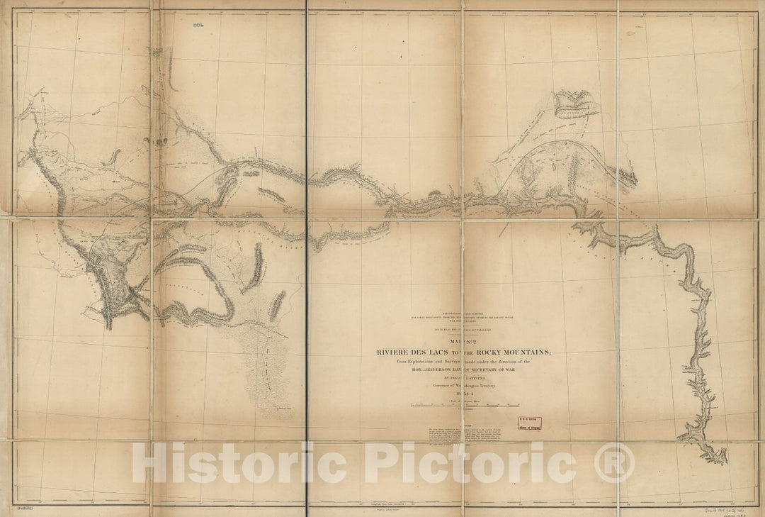 Historic 1859 Map - Riviere des Lacs to The Rocky Mountains : from explorations and surveys