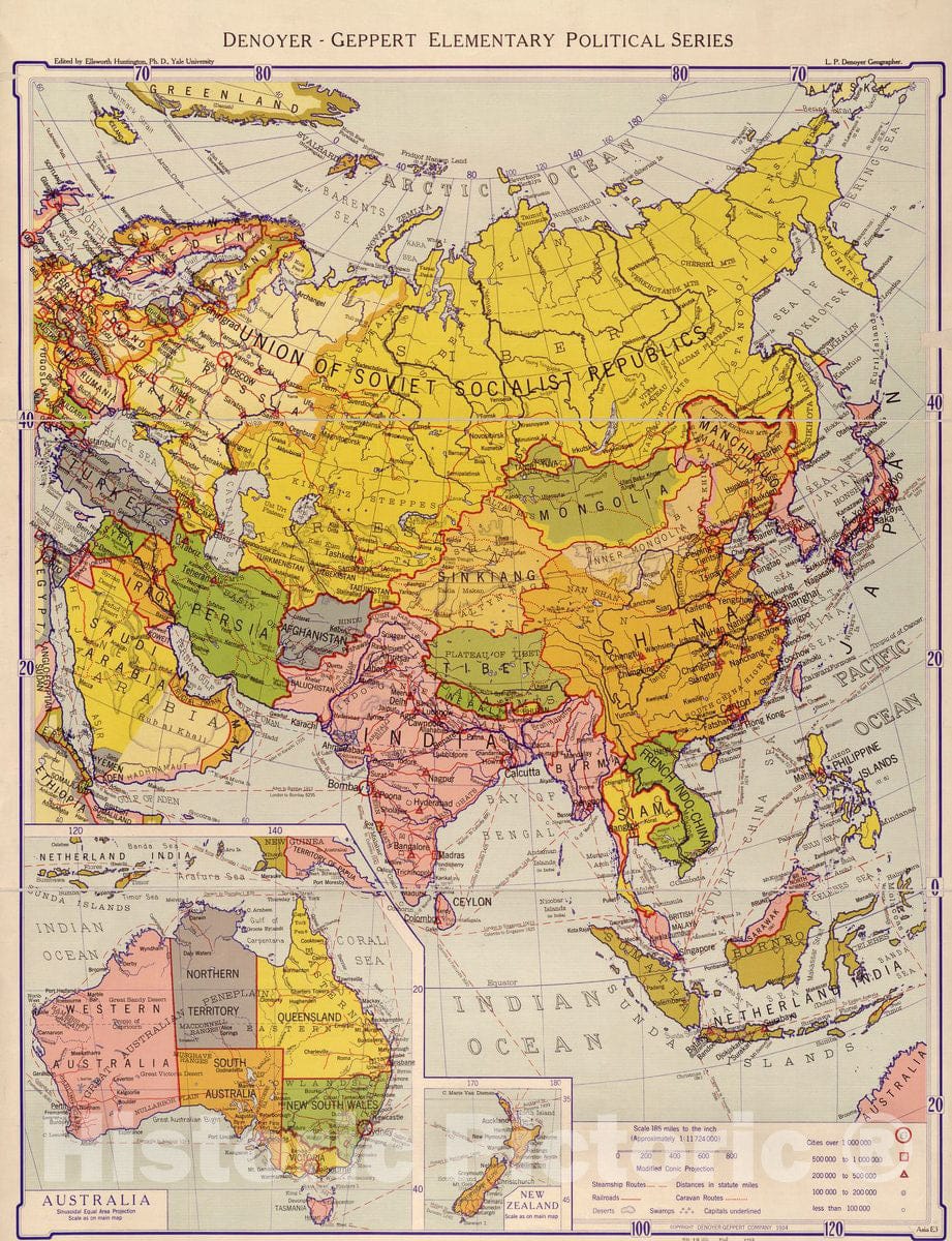 Historic 1934 Map - Asia