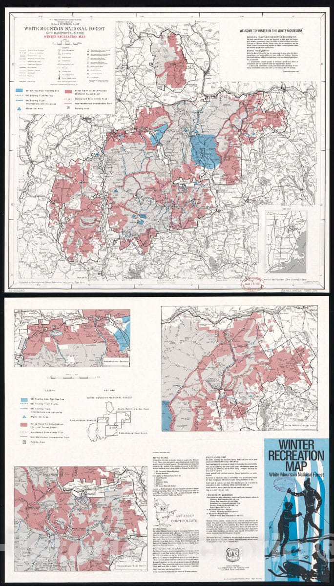 Historic 1980-1981 Map - White Mountain National Forest, New Hampshire-Maine, Winter Recreation map