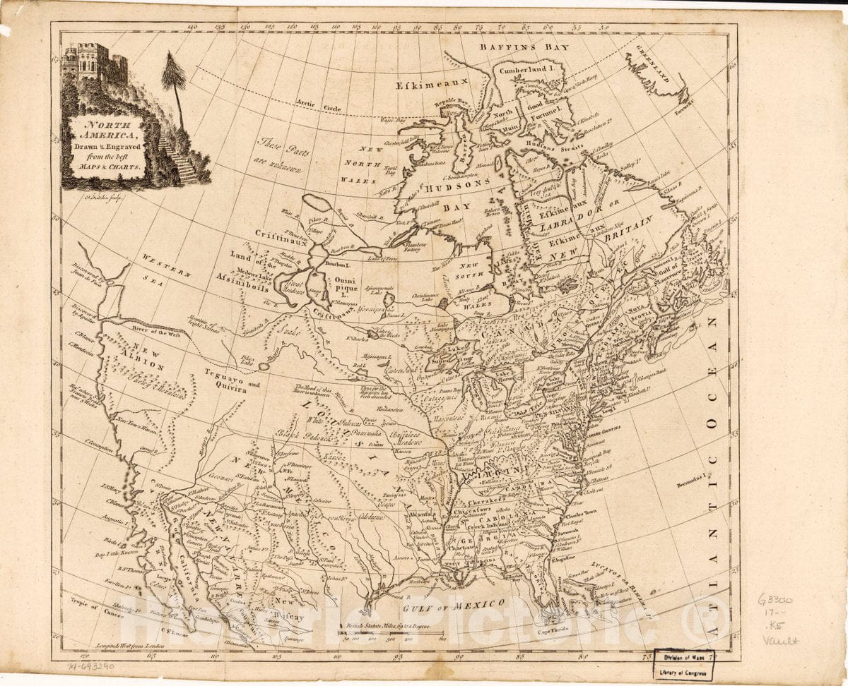 Historic 1700 Map - North America,