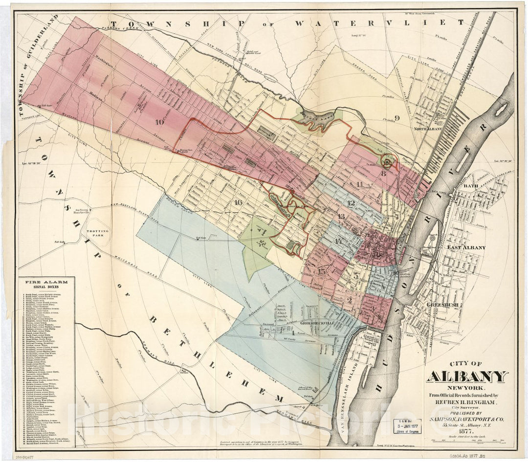 Historic 1877 Map - City of Albany, New York