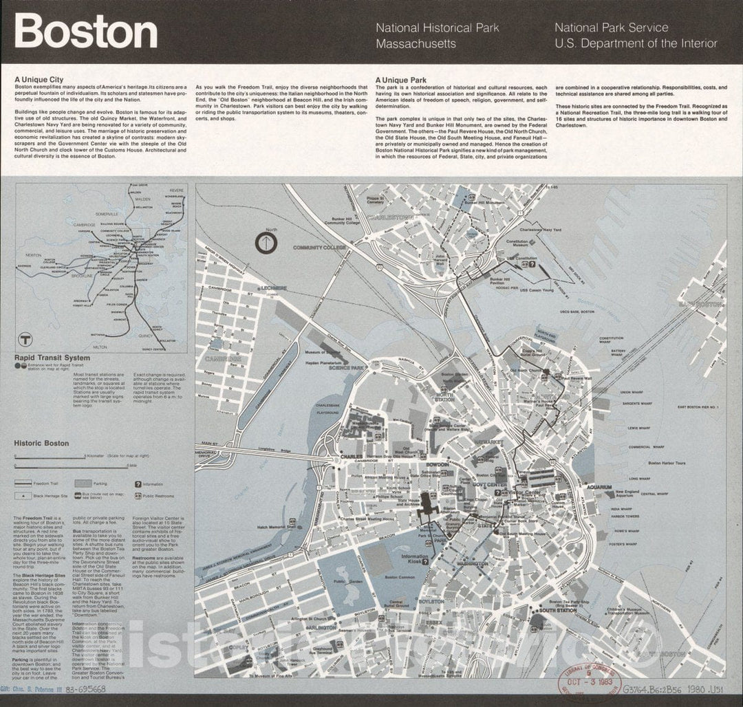 Historic 1980 Map - Boston National Historical Park, Massachusetts