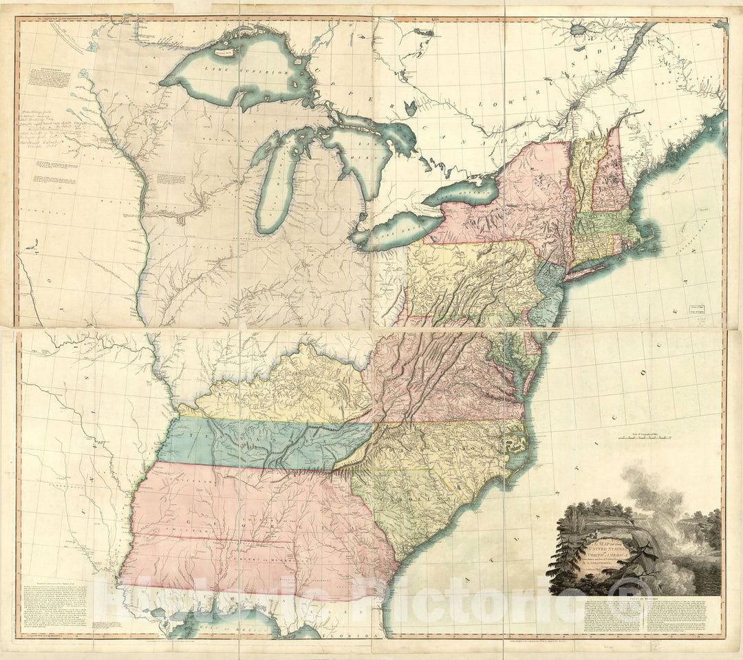 Historic 1796 Map - A map of The United States of North America