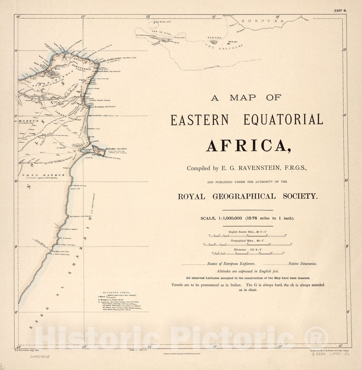 Historic 1881 Map - A map of Eastern Equatorial Africa