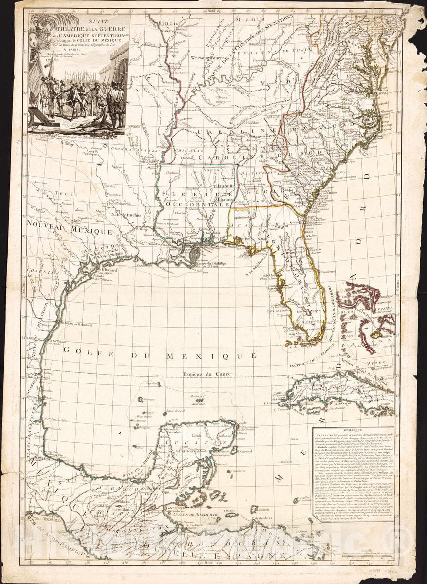 Historic 1782 Map - Suite du Theatre de la Guerre Dans l'AmÃ©rique Septentrionale y compris le Golfe du MÃ©xique