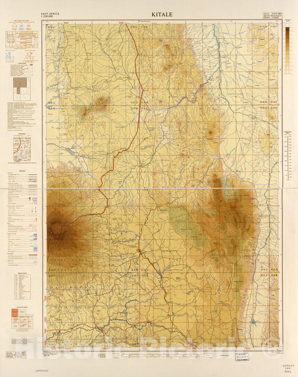 Historic 1954 Map - East Africa 1:250,000. 1