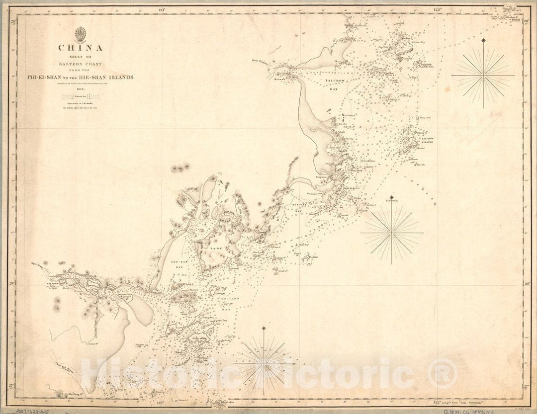 Historic 1843 Map - China, Sheet VII : Eastern Coast from The Phi-Ki-Shan to The HIE-Shan Islands