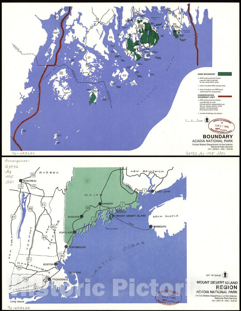 Historic 1995 Map - Boundary, Acadia National Park