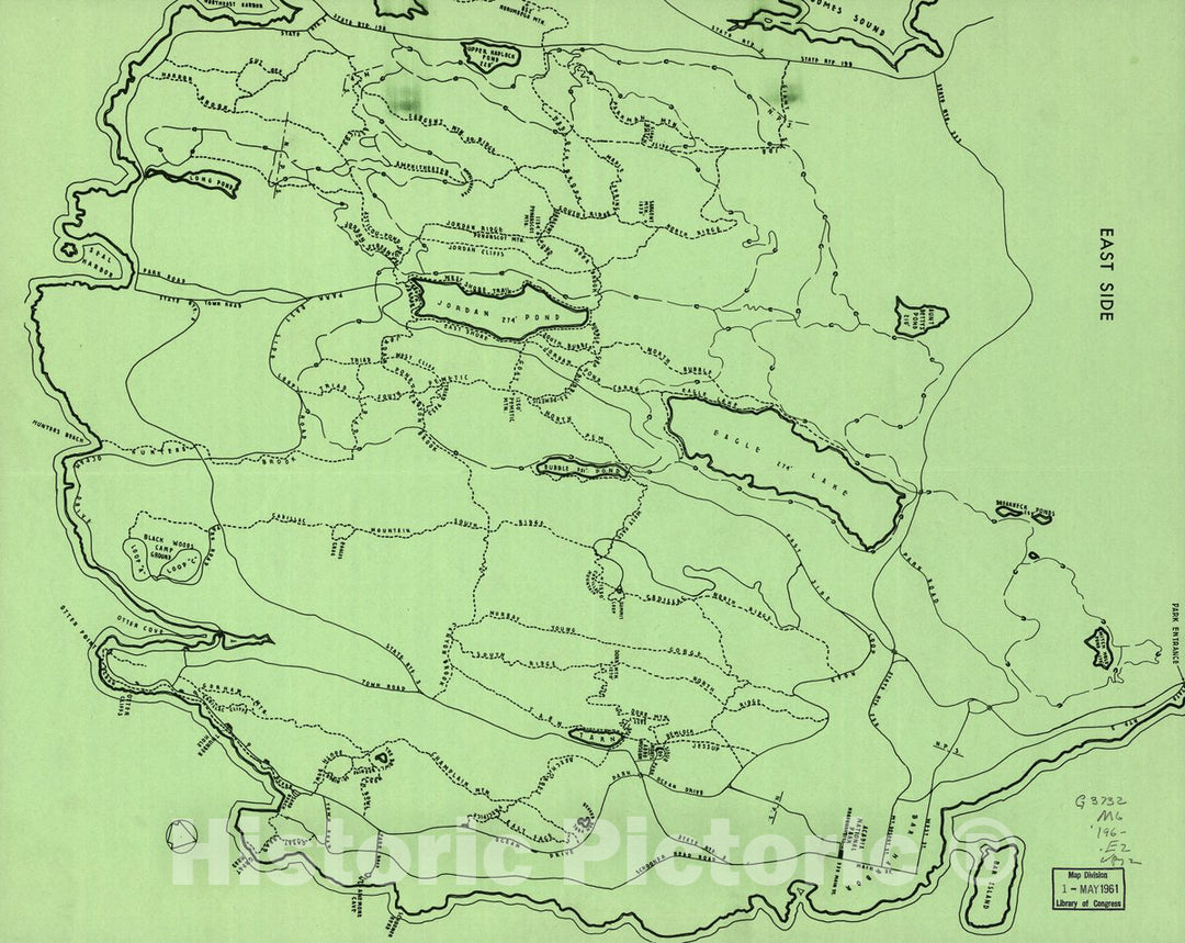 Historic 1960 Map - Trails of Acadia.