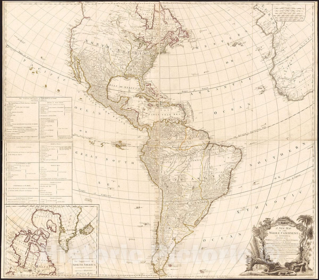 Historic 1786 Map - A New map of The Whole Continent of America : Divided into North and South and West Indies wherein are Exactly described The United States of North America