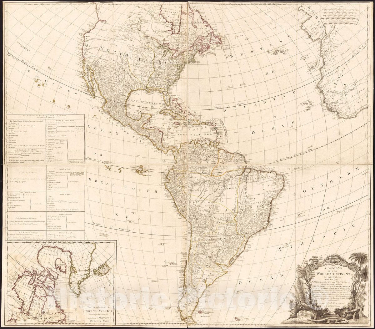 Historic 1786 Map - A New map of The Whole Continent of America : Divided into North and South and West Indies wherein are Exactly described The United States of North America