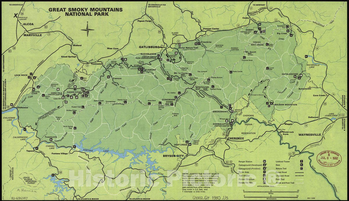 Historic 1980-1981 Map - Great Smoky Mountains National Park