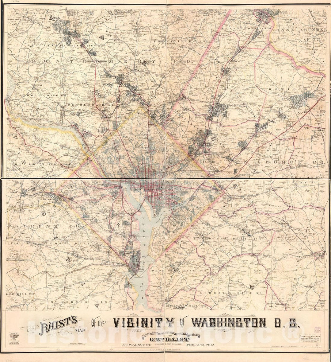 Historic 1904 Map - Baist's map of The Vicinity of Washington D.C.