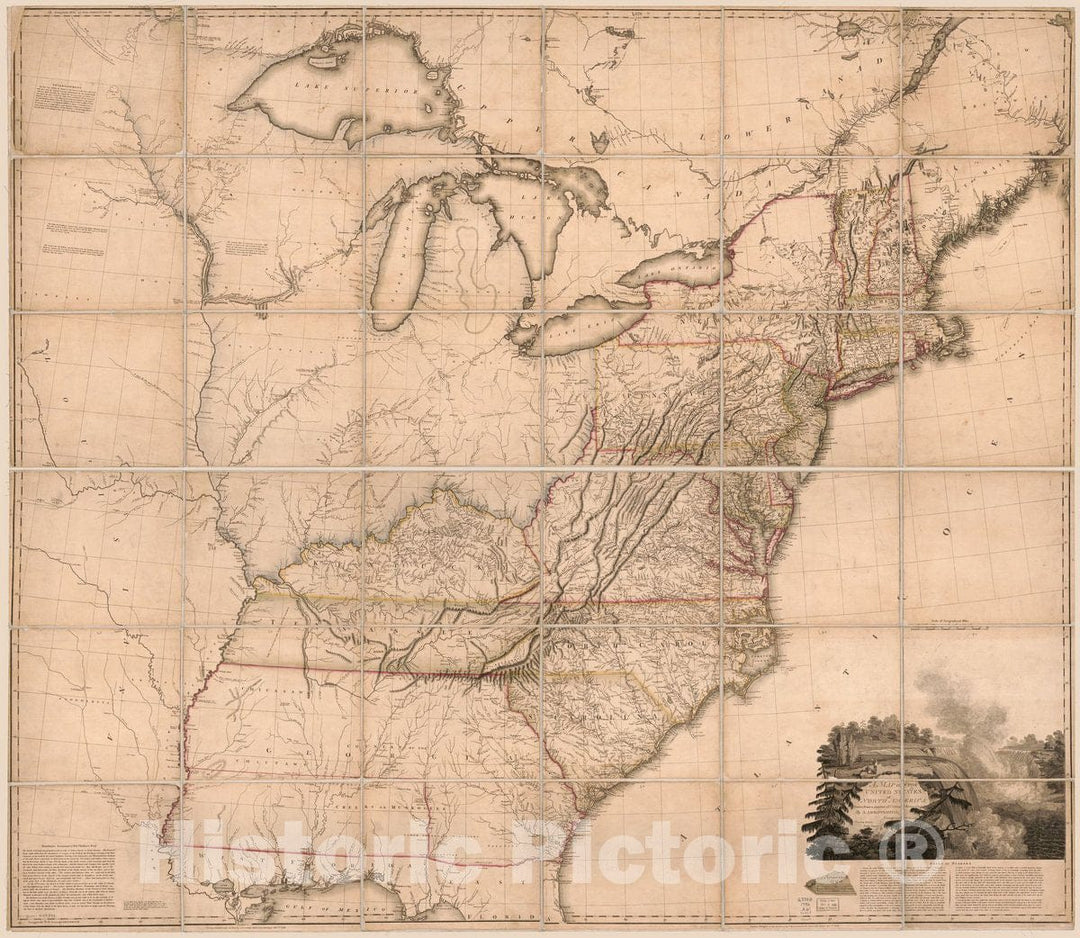 Historic 1802 Map - A map of The United States of North America