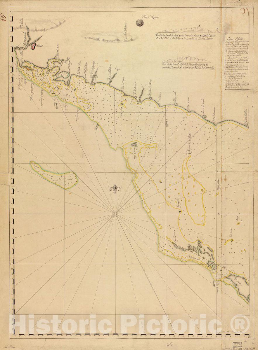 Historic 1806 Map - Carta esfÃ©rica que comprende Desde el RÃ­o del Guanabo Hasta Boca Grande en la Parte meridional de la ysla de Cuba