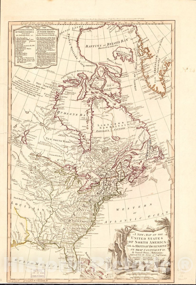 Historic 1783 Map - A New map of The United States of North America with The British dominions on That Continent