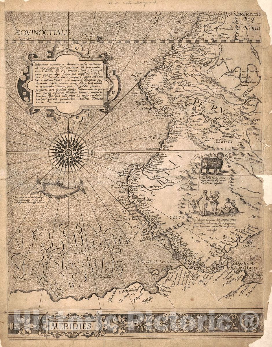 Historic 1569 Map - Map of Western South America