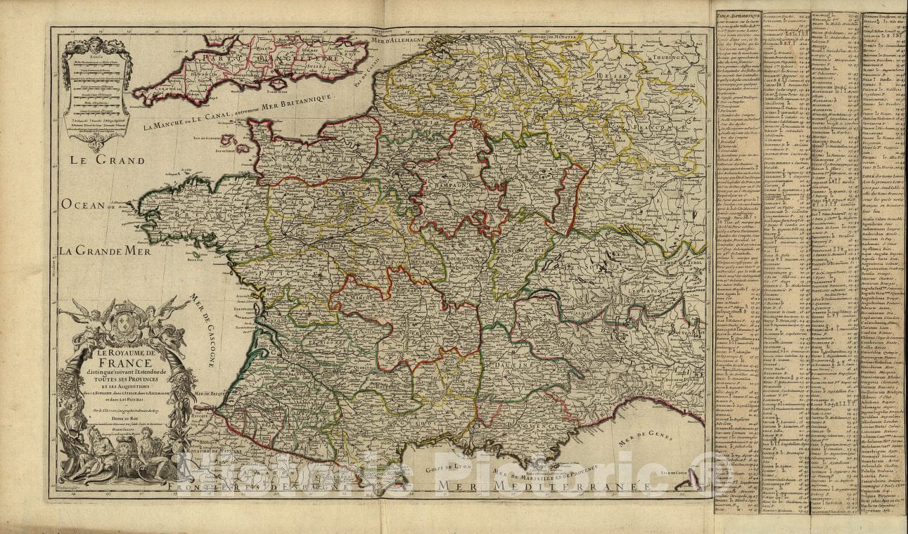 Historic 1724 Map - Le royaume de France.