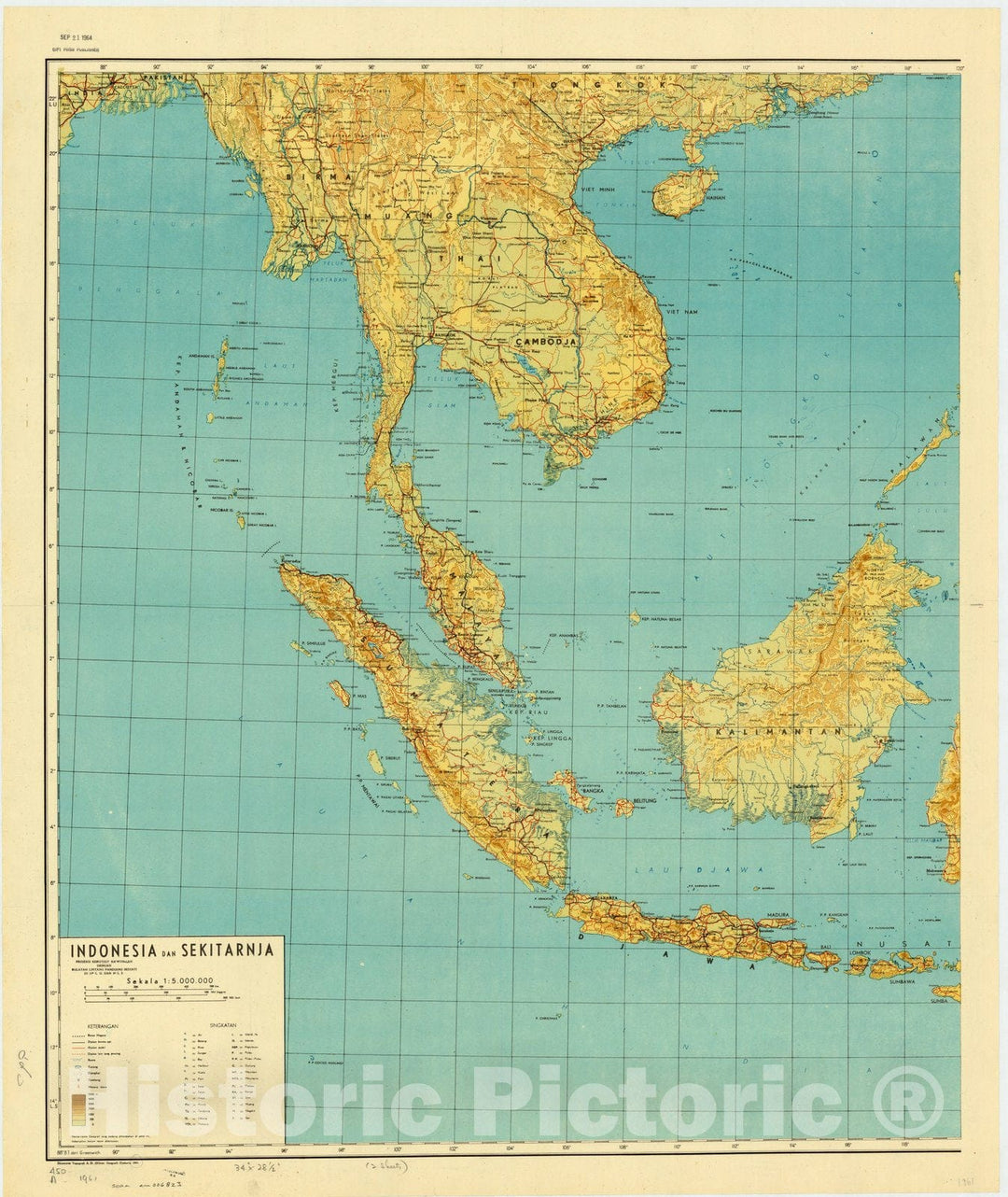 Map : Indonesia 1961 2, Indonesia dan sekitarnja, Antique Vintage Reproduction