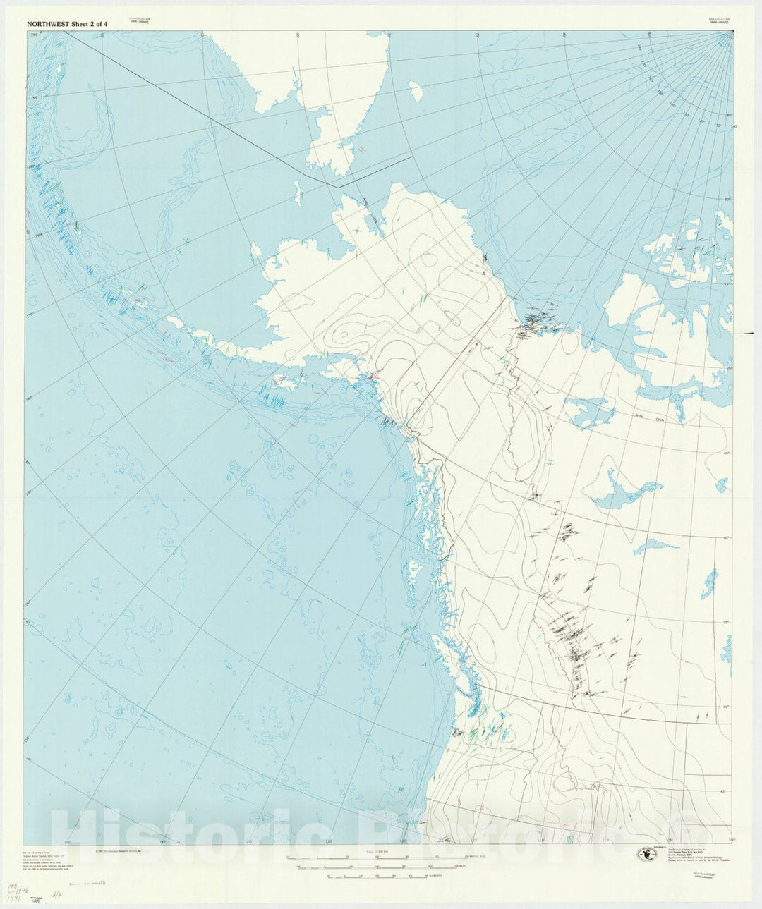 Map : North America 1991 1, Stress map of North America 1990 , Antique Vintage Reproduction