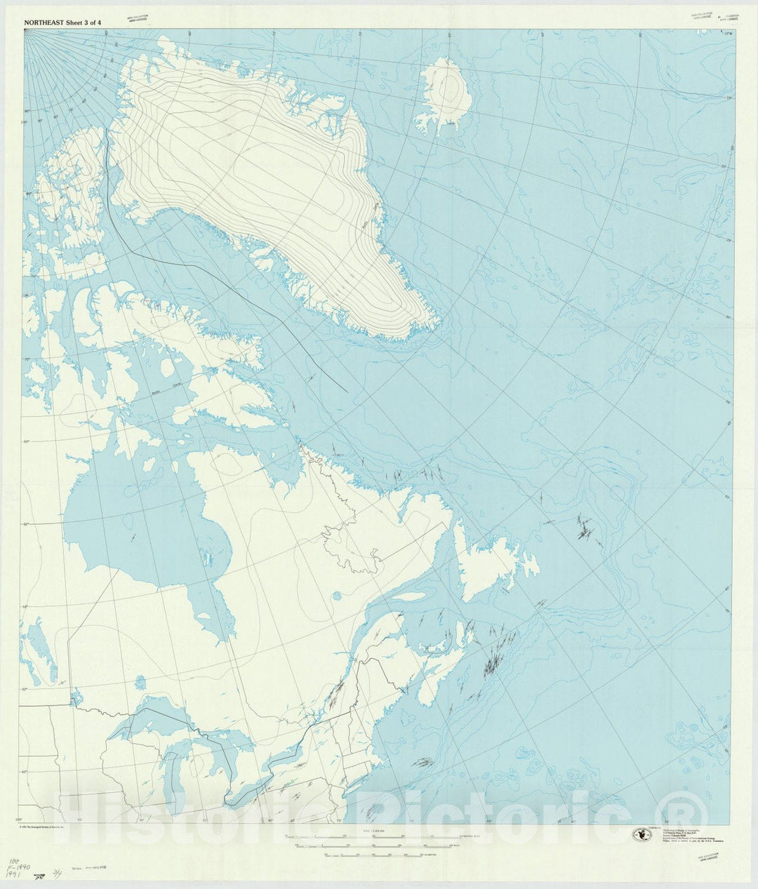 Map : North America 1991 2, Stress map of North America 1990 , Antique Vintage Reproduction