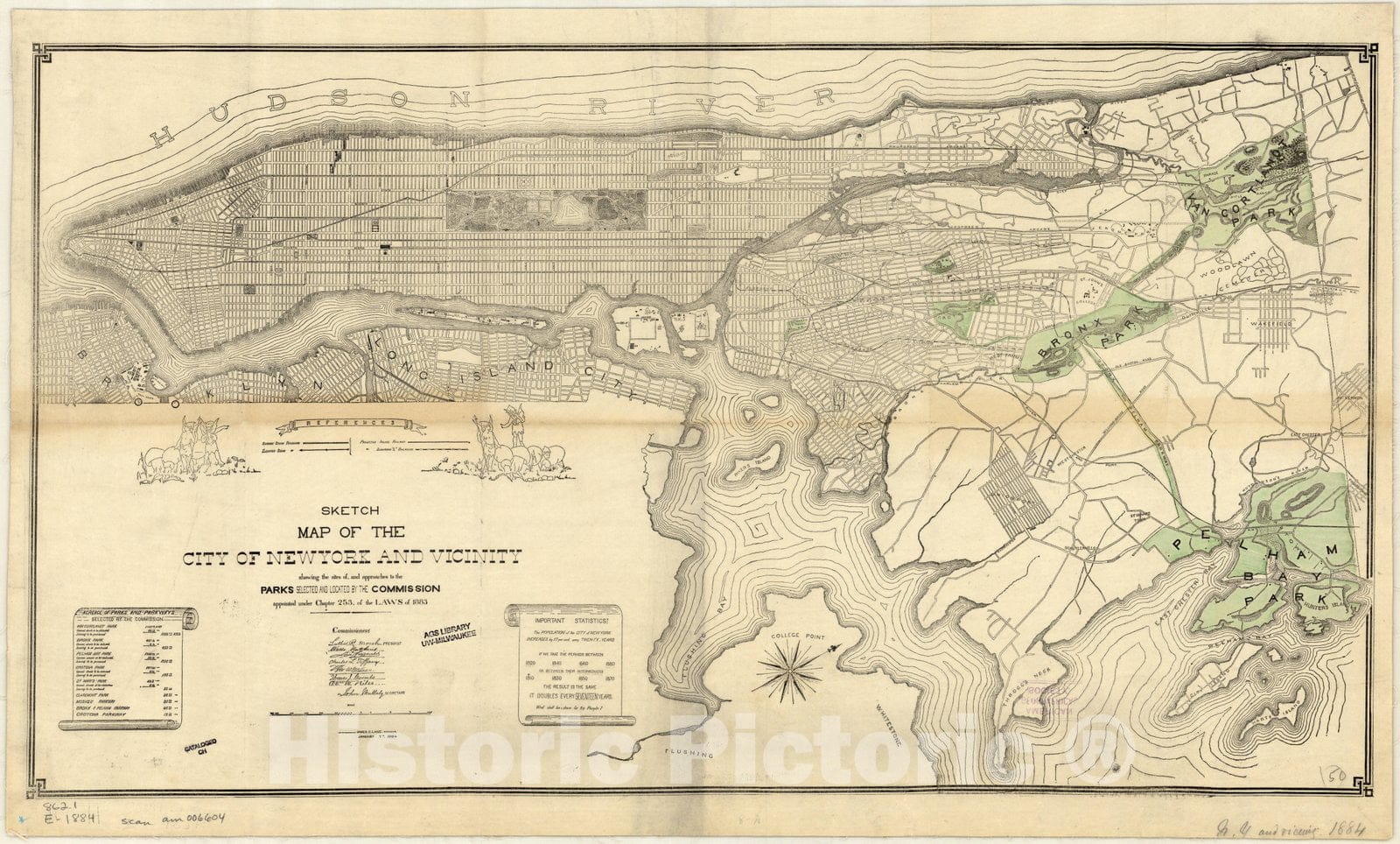 Map : New York city, New York 1884 2, Antique Vintage Reproduction