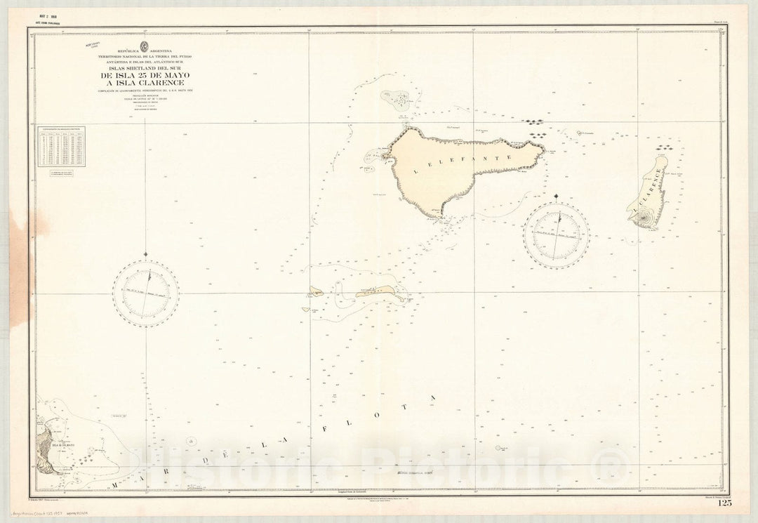 Historic Map : South Shetland Islands 1957, Republica Argentina, Territorio Nacional de la Tierra del Fuego, Antartida e Islas del Atlantico Sur, de Isla 25 de mayo a Isla Clarence