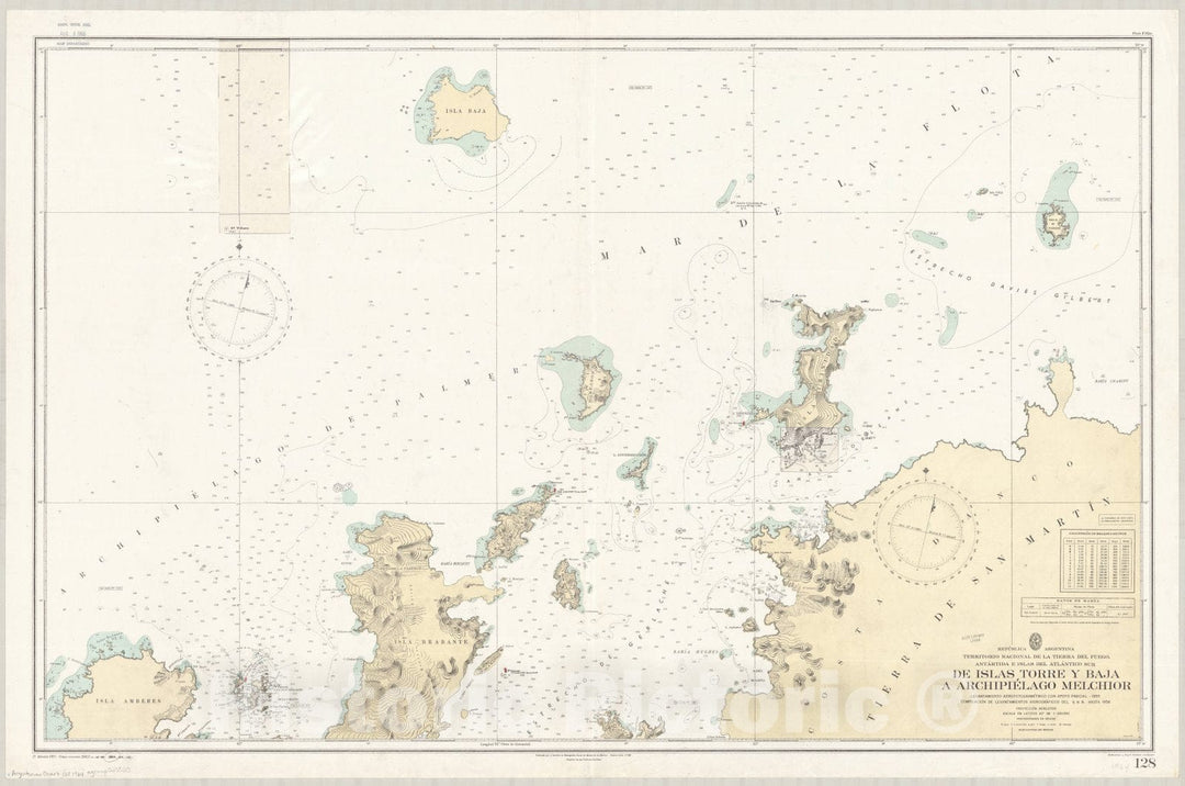 Historic Map : Graham Land 1964, Republica Argentina, Territorio Nacional de la Tierra del Fuego, Antartida e Islas del Atlantico sur, de Islas Torre y Baja a Archipielago Melchior