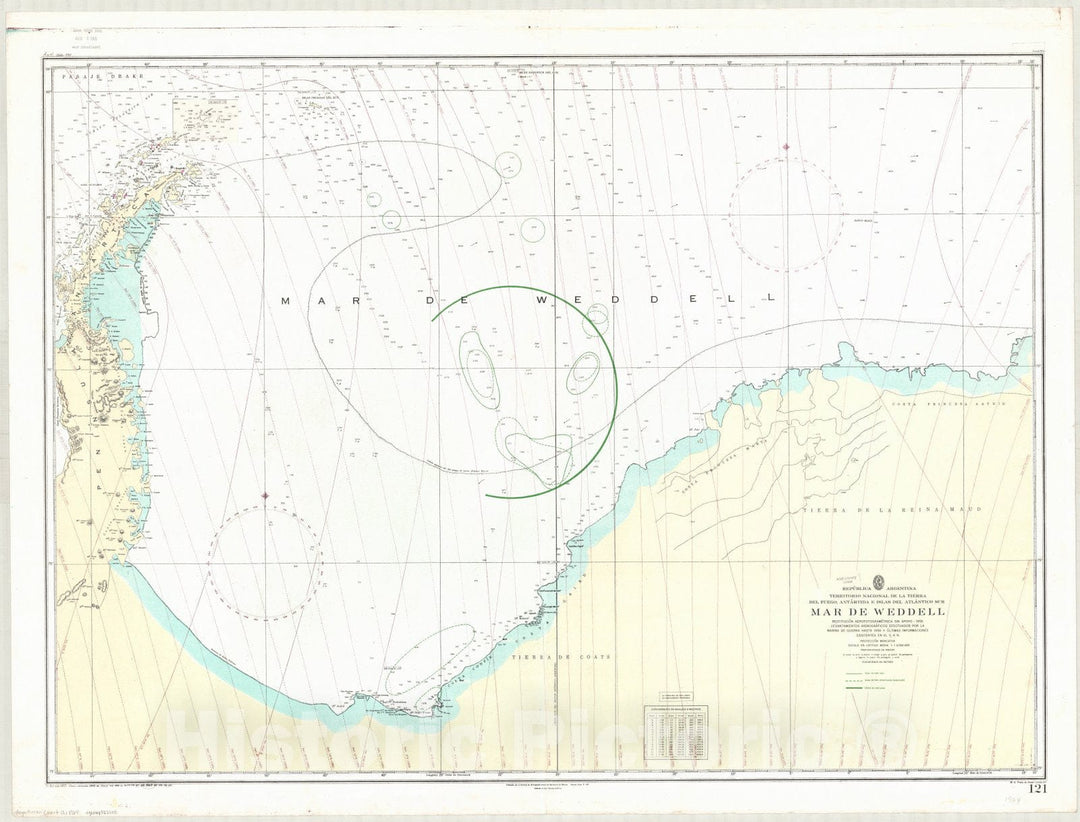 Historic Map : Tierra del Fuego 1964, Republica Argentina, Territorio Nacional de la Teirra del Fuego, Antartida e Islas del Atlantico Sur, Mar de Weddell , Antique Vintage Reproduction