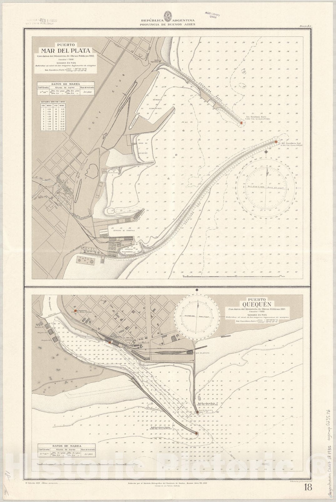 Map : Mar del Plata, Argentina 1935, Republica Argentina, Provincia de Buenos Aires , Antique Vintage Reproduction