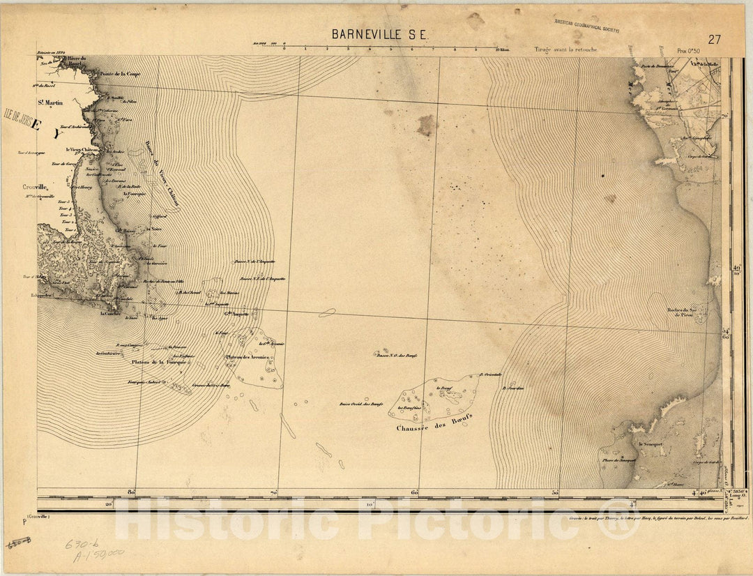 Map : Barneville S.E., France , [Topographic maps of France], Antique Vintage Reproduction