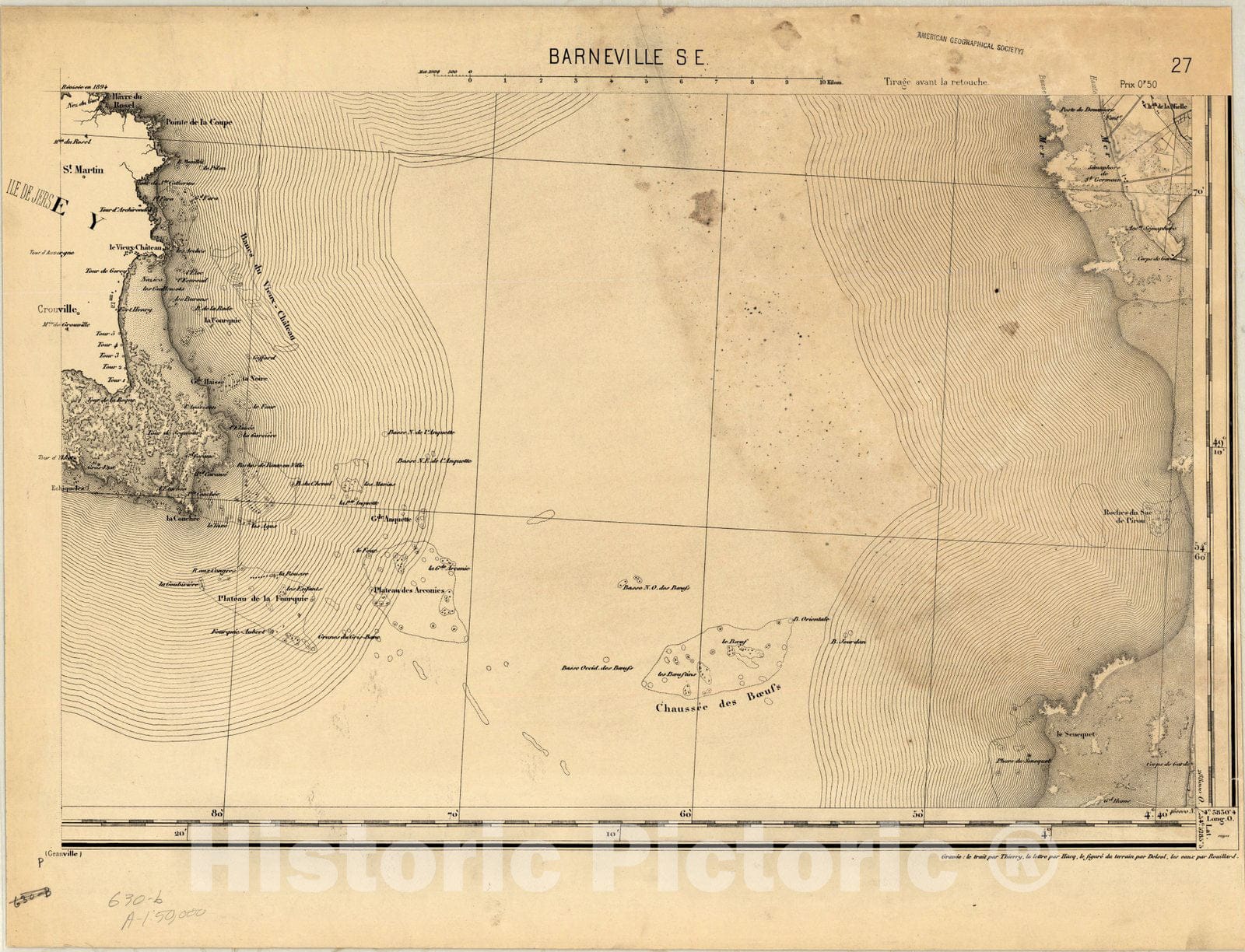 Map : Barneville S.E., France , [Topographic maps of France], Antique Vintage Reproduction