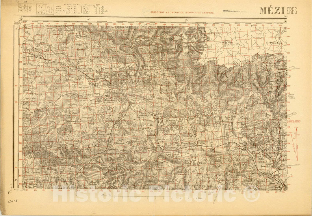 Map : Mezieres, France 1, [Topographic maps of France], Antique Vintage Reproduction